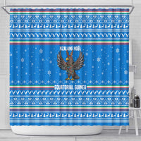 Equatorial Guinea Christmas Shower Curtain with Nzalang Noel Eagle Flag Snowflakes and Blue Holiday - Wonder Print Shop