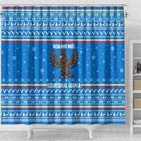 Equatorial Guinea Christmas Shower Curtain with Nzalang Noel Eagle Flag Snowflakes and Blue Holiday - Wonder Print Shop
