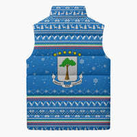 Equatorial Guinea Christmas Sleeveless Puffer Jacket with Nzalang Noel Eagle Flag Snowflakes and Blue Holiday - Wonder Print Shop