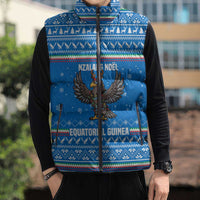 Equatorial Guinea Christmas Sleeveless Puffer Jacket with Nzalang Noel Eagle Flag Snowflakes and Blue Holiday - Wonder Print Shop