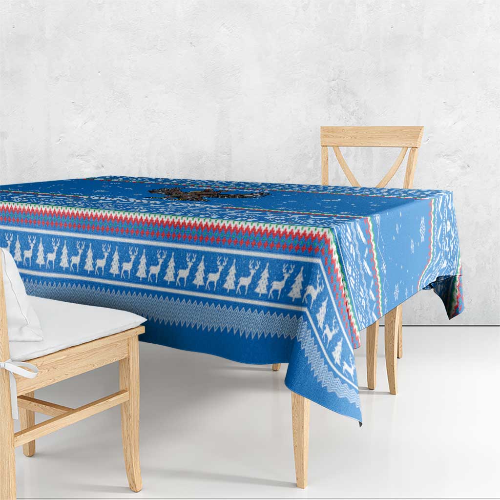 Equatorial Guinea Christmas Tablecloth with Nzalang Noel Eagle Flag Snowflakes and Blue Holiday - Wonder Print Shop