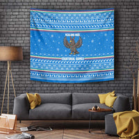 Equatorial Guinea Christmas Tapestry with Nzalang Noel Eagle Flag Snowflakes and Blue Holiday - Wonder Print Shop