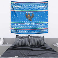 Equatorial Guinea Christmas Tapestry with Nzalang Noel Eagle Flag Snowflakes and Blue Holiday - Wonder Print Shop