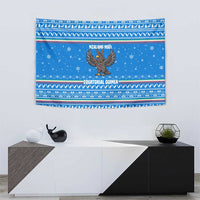 Equatorial Guinea Christmas Tapestry with Nzalang Noel Eagle Flag Snowflakes and Blue Holiday - Wonder Print Shop