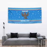 Equatorial Guinea Christmas Tapestry with Nzalang Noel Eagle Flag Snowflakes and Blue Holiday - Wonder Print Shop