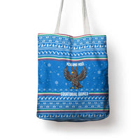 Equatorial Guinea Christmas Tote Bag with Nzalang Noel Eagle Flag Snowflakes and Blue Holiday - Wonder Print Shop