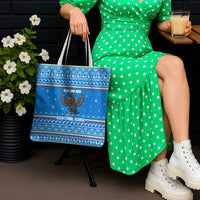 Equatorial Guinea Christmas Tote Bag with Nzalang Noel Eagle Flag Snowflakes and Blue Holiday - Wonder Print Shop