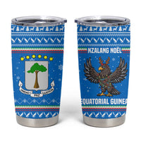 Equatorial Guinea Christmas Tumbler Cup with Nzalang Noel Eagle Flag Snowflakes and Blue Holiday - Wonder Print Shop