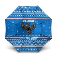 Equatorial Guinea Christmas Umbrella with Nzalang Noel Eagle Flag Snowflakes and Blue Holiday - Wonder Print Shop