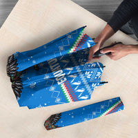 Equatorial Guinea Christmas Umbrella with Nzalang Noel Eagle Flag Snowflakes and Blue Holiday - Wonder Print Shop