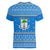 Equatorial Guinea Christmas Women V-Neck T-Shirt with Nzalang Noel Eagle Flag Snowflakes and Blue Holiday - Wonder Print Shop