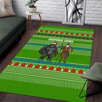 Equatorial Guinea Christmas Area Rug with Santa Gorilla Gift Basket and Green Holiday Pattern Design - Wonder Print Shop