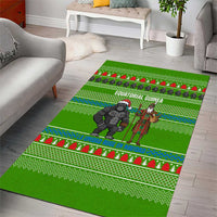 Equatorial Guinea Christmas Area Rug with Santa Gorilla Gift Basket and Green Holiday Pattern Design - Wonder Print Shop