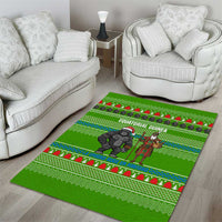 Equatorial Guinea Christmas Area Rug with Santa Gorilla Gift Basket and Green Holiday Pattern Design - Wonder Print Shop