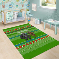 Equatorial Guinea Christmas Area Rug with Santa Gorilla Gift Basket and Green Holiday Pattern Design - Wonder Print Shop