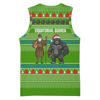 Equatorial Guinea Christmas Basketball Jersey with Santa Gorilla Gift Basket and Green Holiday Pattern Design - Wonder Print Shop