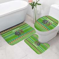 Equatorial Guinea Christmas Bathroom Set with Santa Gorilla Gift Basket and Green Holiday Pattern Design - Wonder Print Shop