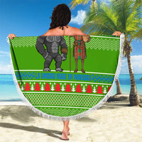 Equatorial Guinea Christmas Beach Blanket with Santa Gorilla Gift Basket and Green Holiday Pattern Design - Wonder Print Shop