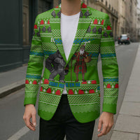 Equatorial Guinea Christmas Blazer with Santa Gorilla Gift Basket and Green Holiday Pattern Design - Wonder Print Shop