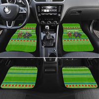 Equatorial Guinea Christmas Car Mats with Santa Gorilla Gift Basket and Green Holiday Pattern Design - Wonder Print Shop