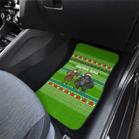 Equatorial Guinea Christmas Car Mats with Santa Gorilla Gift Basket and Green Holiday Pattern Design - Wonder Print Shop