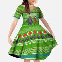 Equatorial Guinea Christmas Family Matching Tank Maxi Dress and Hawaiian Shirt with Santa Gorilla Gift Basket and Green Holiday Pattern Design - Wonder Print Shop