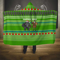 Equatorial Guinea Christmas Hooded Blanket with Santa Gorilla Gift Basket and Green Holiday Pattern Design - Wonder Print Shop