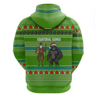 Equatorial Guinea Christmas Hoodie with Santa Gorilla Gift Basket and Green Holiday Pattern Design - Wonder Print Shop