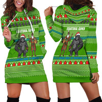 Equatorial Guinea Christmas Hoodie Dress with Santa Gorilla Gift Basket and Green Holiday Pattern Design - Wonder Print Shop
