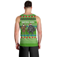 Equatorial Guinea Christmas Men Tank Top with Santa Gorilla Gift Basket and Green Holiday Pattern Design - Wonder Print Shop