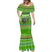 Equatorial Guinea Christmas Mermaid Dress with Santa Gorilla Gift Basket and Green Holiday Pattern Design - Wonder Print Shop