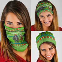 Equatorial Guinea Christmas Neck Gaiter with Santa Gorilla Gift Basket and Green Holiday Pattern Design - Wonder Print Shop