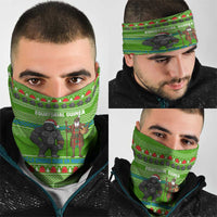 Equatorial Guinea Christmas Neck Gaiter with Santa Gorilla Gift Basket and Green Holiday Pattern Design - Wonder Print Shop