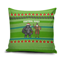 Equatorial Guinea Christmas Pillow Cover with Santa Gorilla Gift Basket and Green Holiday Pattern Design - Wonder Print Shop