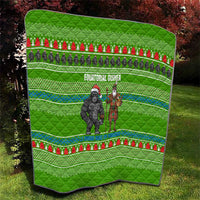 Equatorial Guinea Christmas Quilt with Santa Gorilla Gift Basket and Green Holiday Pattern Design - Wonder Print Shop