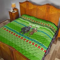 Equatorial Guinea Christmas Quilt with Santa Gorilla Gift Basket and Green Holiday Pattern Design - Wonder Print Shop