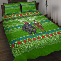 Equatorial Guinea Christmas Quilt Bed Set with Santa Gorilla Gift Basket and Green Holiday Pattern Design - Wonder Print Shop