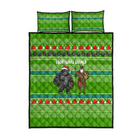 Equatorial Guinea Christmas Quilt Bed Set with Santa Gorilla Gift Basket and Green Holiday Pattern Design - Wonder Print Shop