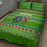 Equatorial Guinea Christmas Quilt Bed Set with Santa Gorilla Gift Basket and Green Holiday Pattern Design - Wonder Print Shop