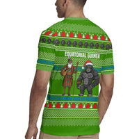Equatorial Guinea Christmas Rugby Jersey with Santa Gorilla Gift Basket and Green Holiday Pattern Design - Wonder Print Shop