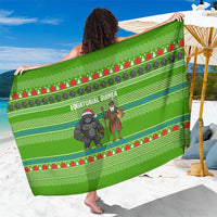 Equatorial Guinea Christmas Sarong with Santa Gorilla Gift Basket and Green Holiday Pattern Design - Wonder Print Shop