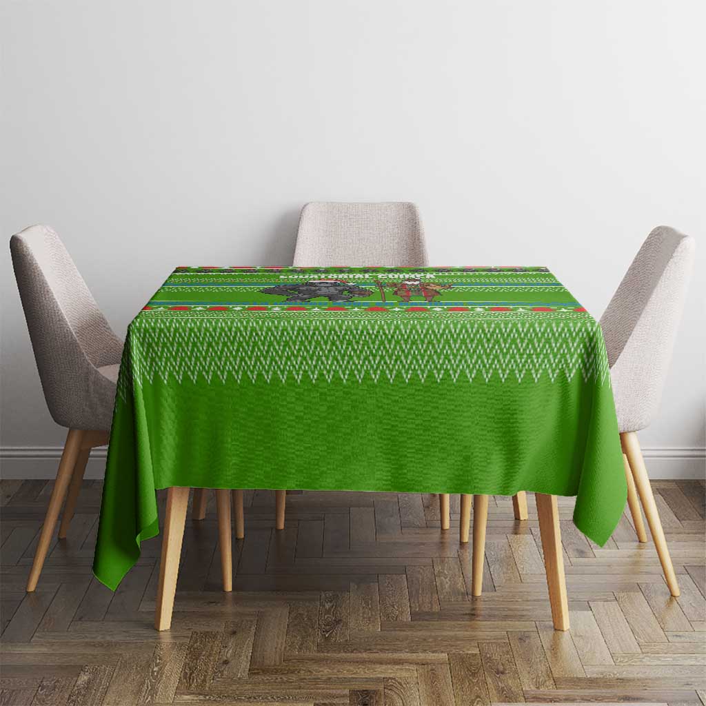 Equatorial Guinea Christmas Tablecloth with Santa Gorilla Gift Basket and Green Holiday Pattern Design - Wonder Print Shop