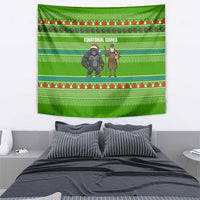 Equatorial Guinea Christmas Tapestry with Santa Gorilla Gift Basket and Green Holiday Pattern Design - Wonder Print Shop