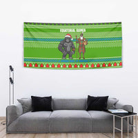 Equatorial Guinea Christmas Tapestry with Santa Gorilla Gift Basket and Green Holiday Pattern Design - Wonder Print Shop