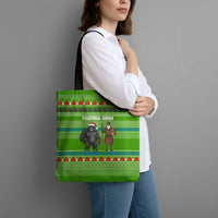 Equatorial Guinea Christmas Tote Bag with Santa Gorilla Gift Basket and Green Holiday Pattern Design - Wonder Print Shop