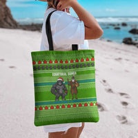 Equatorial Guinea Christmas Tote Bag with Santa Gorilla Gift Basket and Green Holiday Pattern Design - Wonder Print Shop