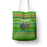 Equatorial Guinea Christmas Tote Bag with Santa Gorilla Gift Basket and Green Holiday Pattern Design - Wonder Print Shop