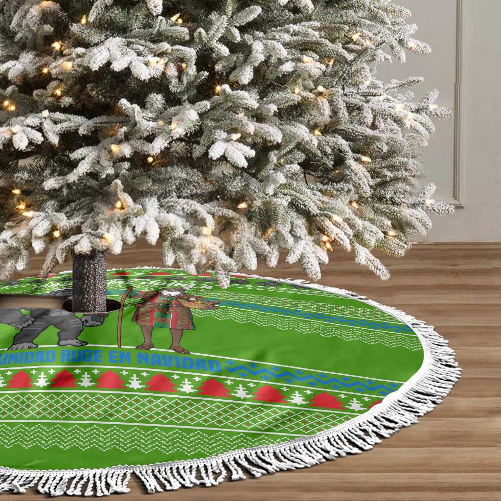 Equatorial Guinea Christmas Tree Skirt with Santa Gorilla Gift Basket and Green Holiday Pattern Design - Wonder Print Shop