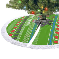 Equatorial Guinea Christmas Tree Skirt with Santa Gorilla Gift Basket and Green Holiday Pattern Design - Wonder Print Shop