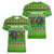 Equatorial Guinea Christmas Women V-Neck T-Shirt with Santa Gorilla Gift Basket and Green Holiday Pattern Design - Wonder Print Shop